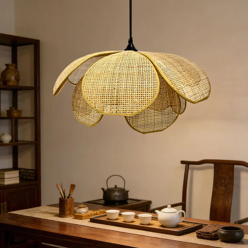 Japanese Rattan Pendant Chandelier