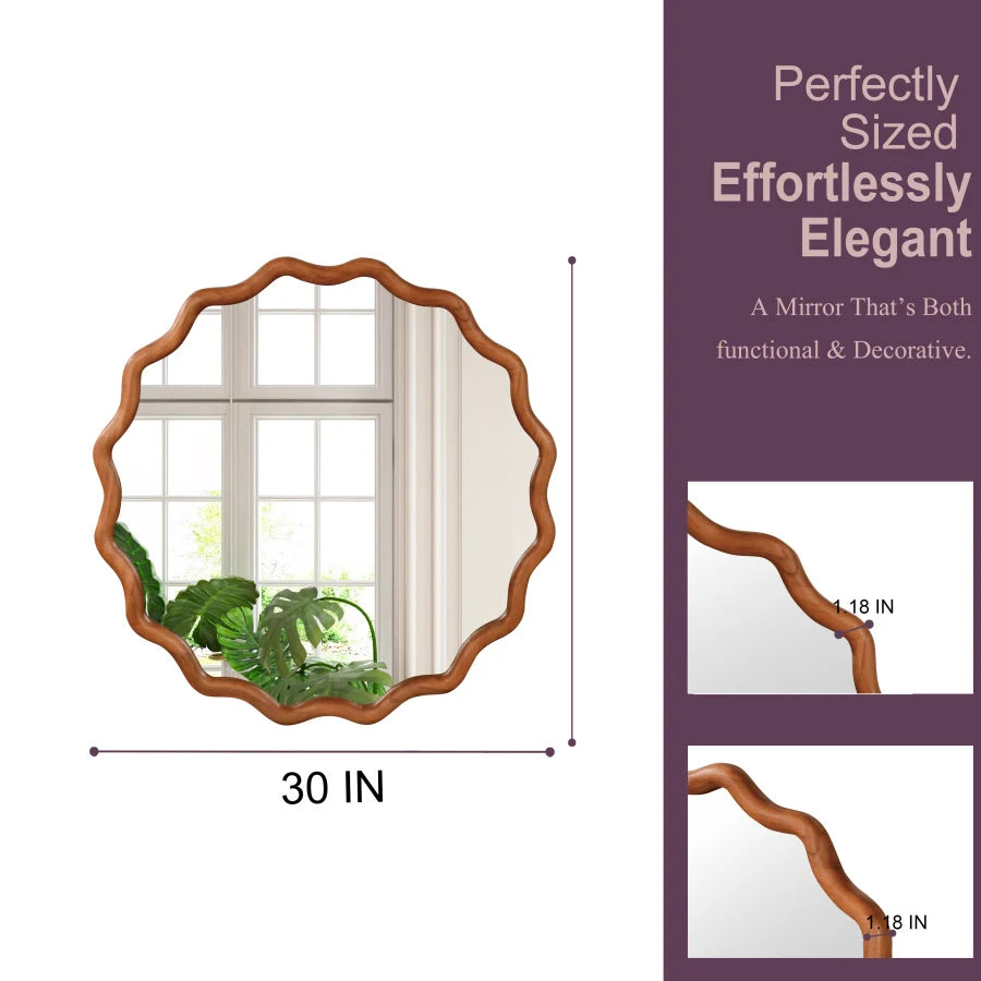 Round Brown Wall Mirror