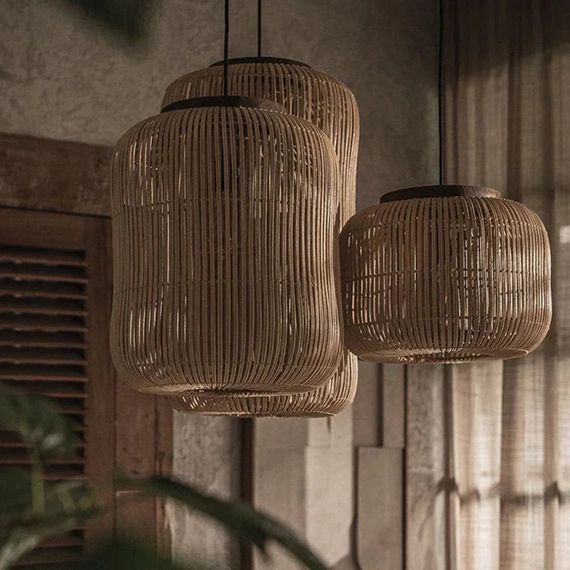 Wabi-Sabi Rattan Arc Pendant Lamp