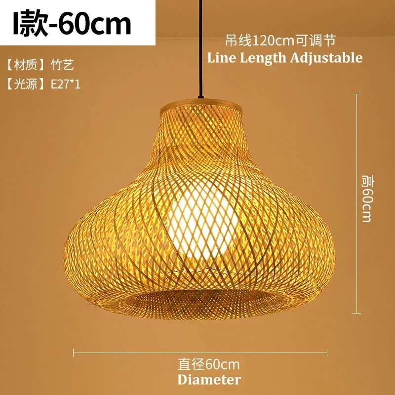 Retro Rattan Pendant Chandelier