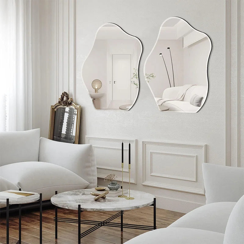 Art Deco Asymmetrical Sage Green Wall Mirror