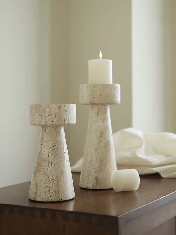 Vintage Travertine Candlestick