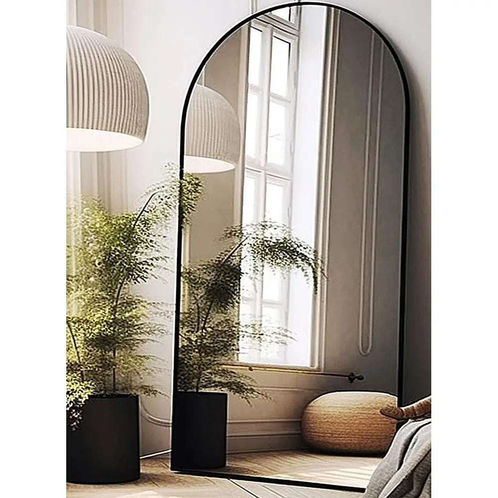 Arched Black Full-Length Wall Mirror