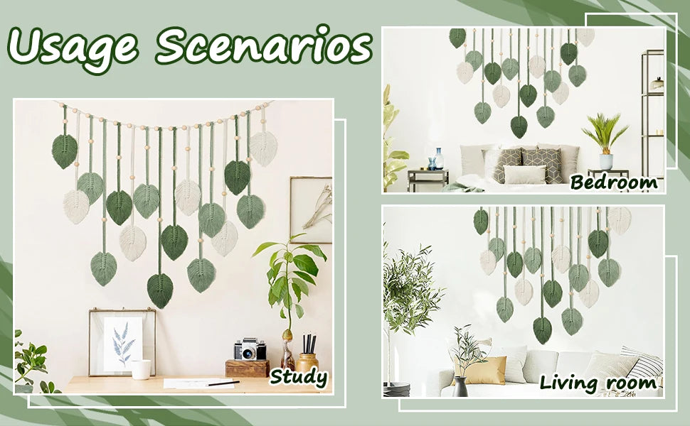 Leaf Tassel Macrame Panel