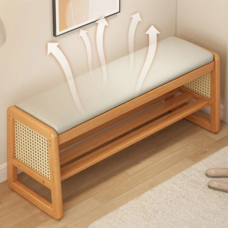 Rattan Shoe Storage Bench