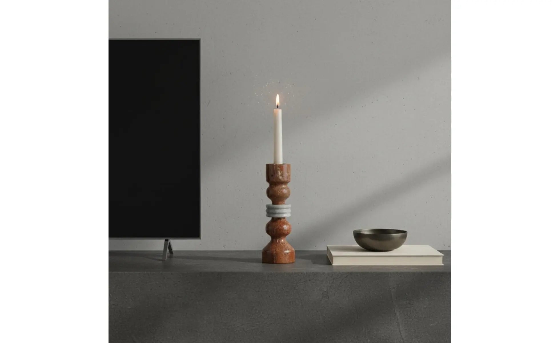 Travertine Candlestick