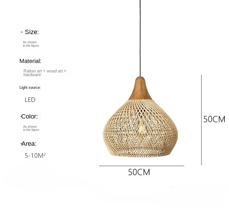Wabi-Sabi Rattan Pendant Chandelier