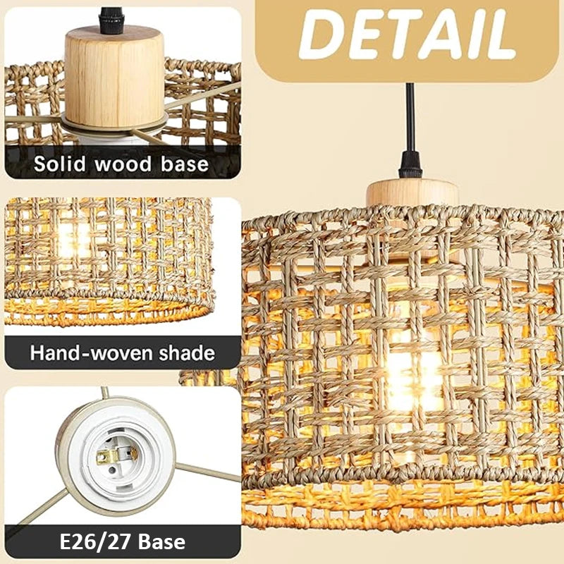 Retro Rattan Pendant Chandelier