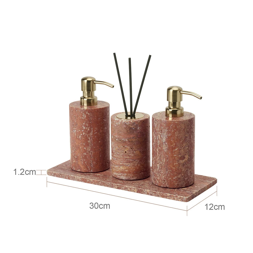 Red Travertine Bath Set