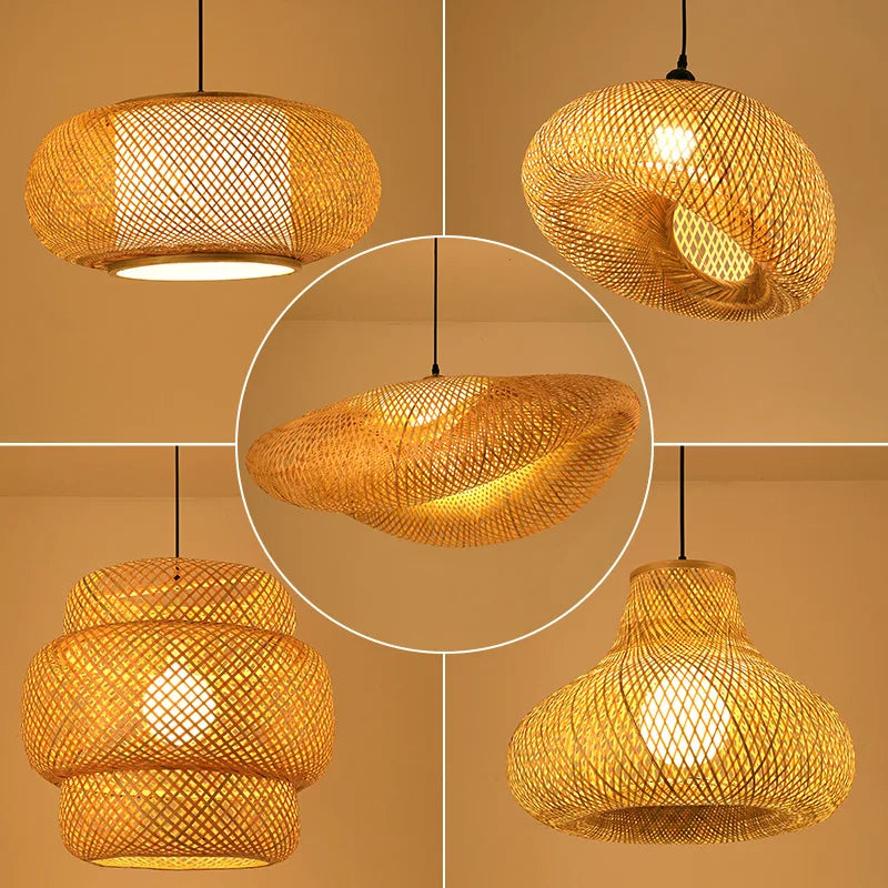 Vintage Rattan Pendant Chandelier