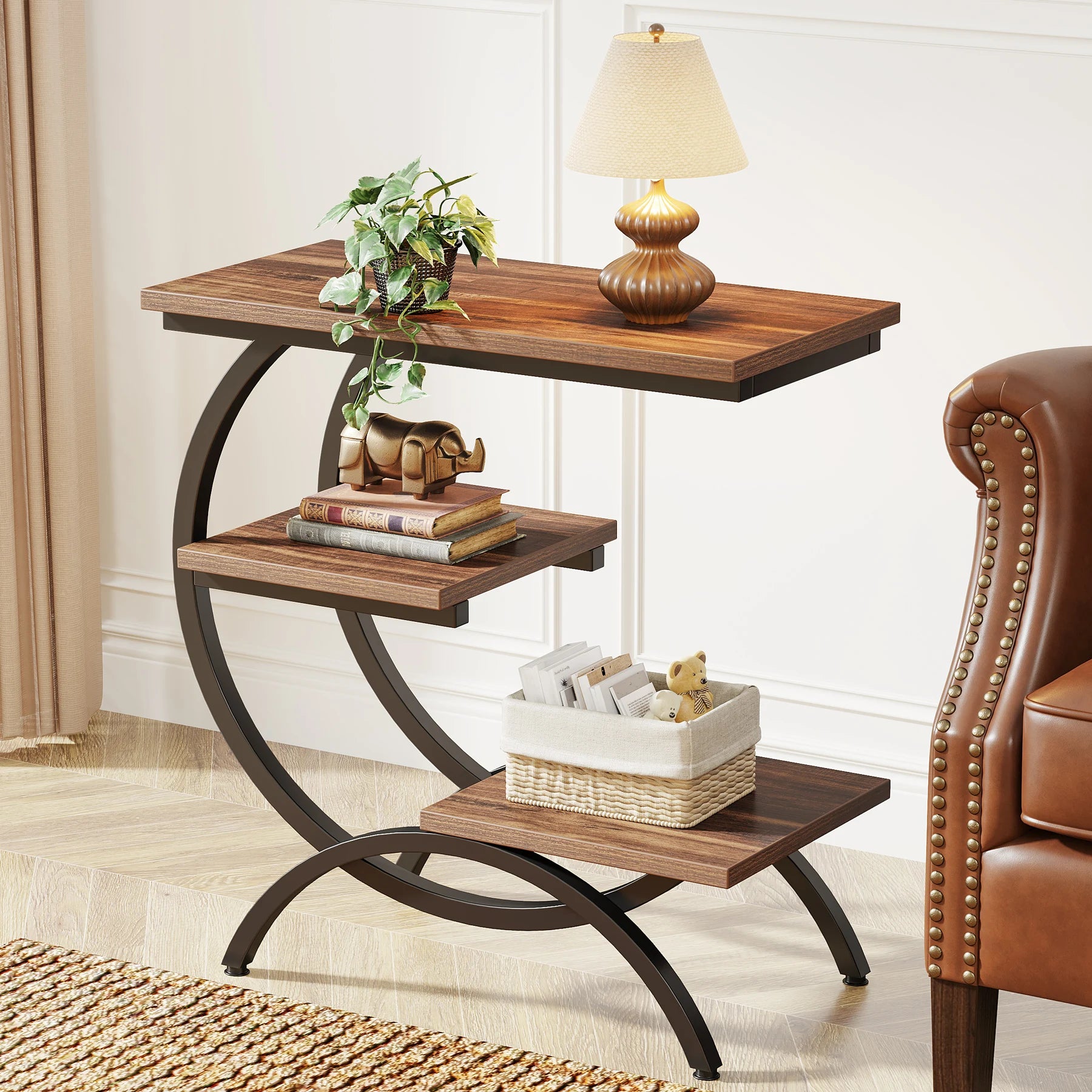 C-Shaped Sofa Side Table
