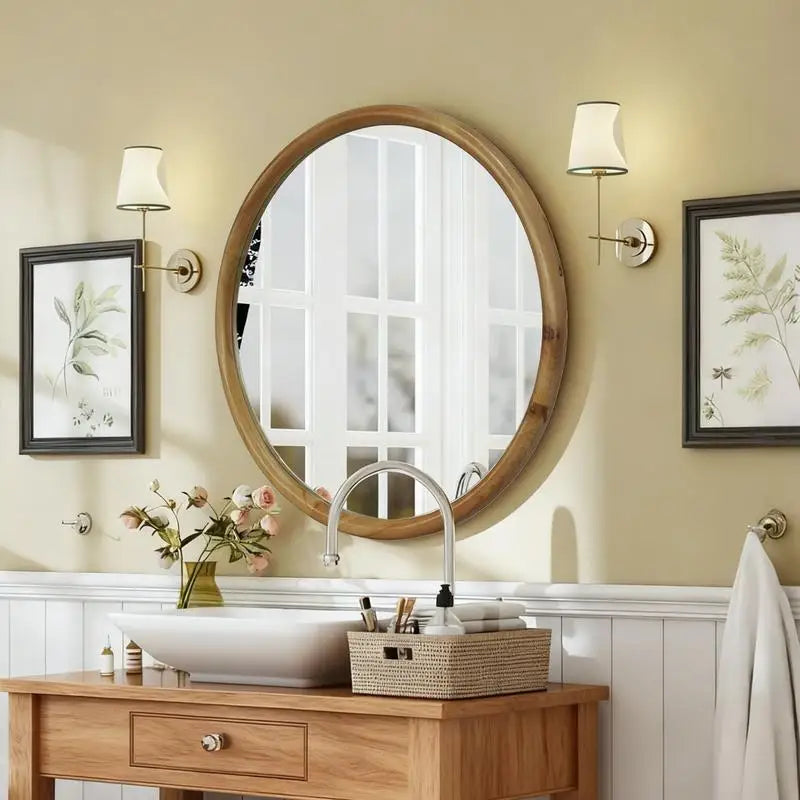 Boho Round Natural Wall Mirror
