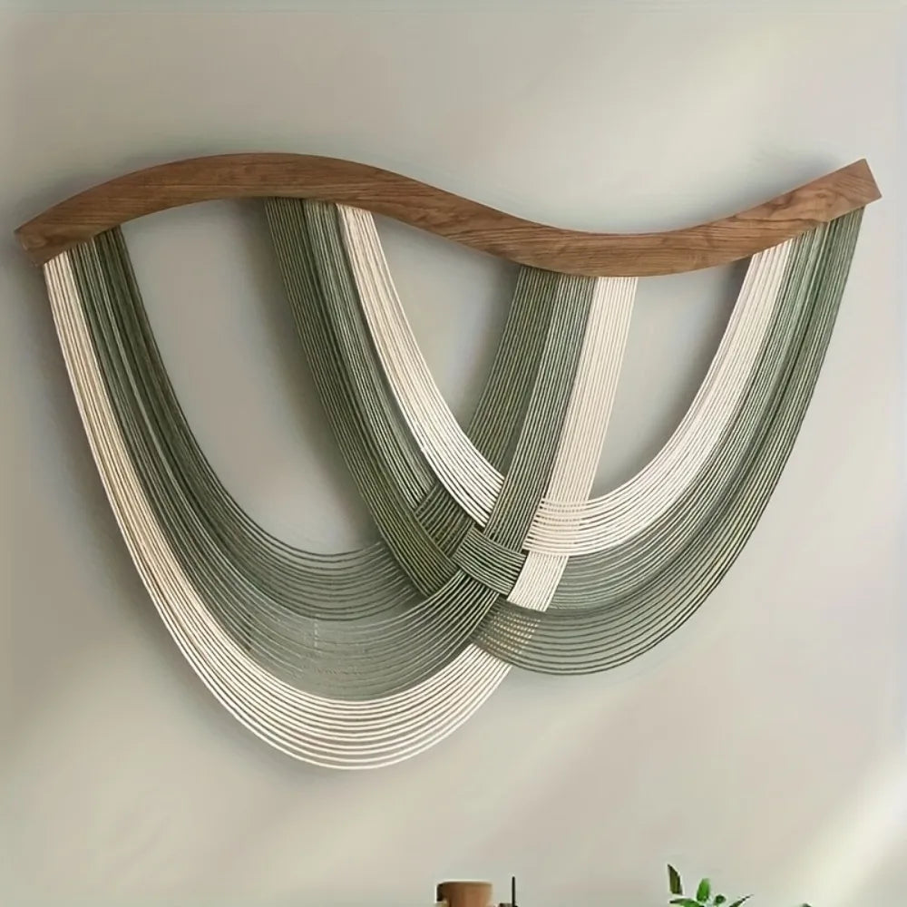 Boho Arched Beige Macrame Wall Hanging