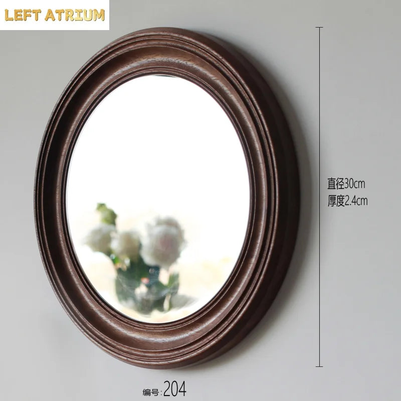 Rustic Round Walnut Wall Mirror