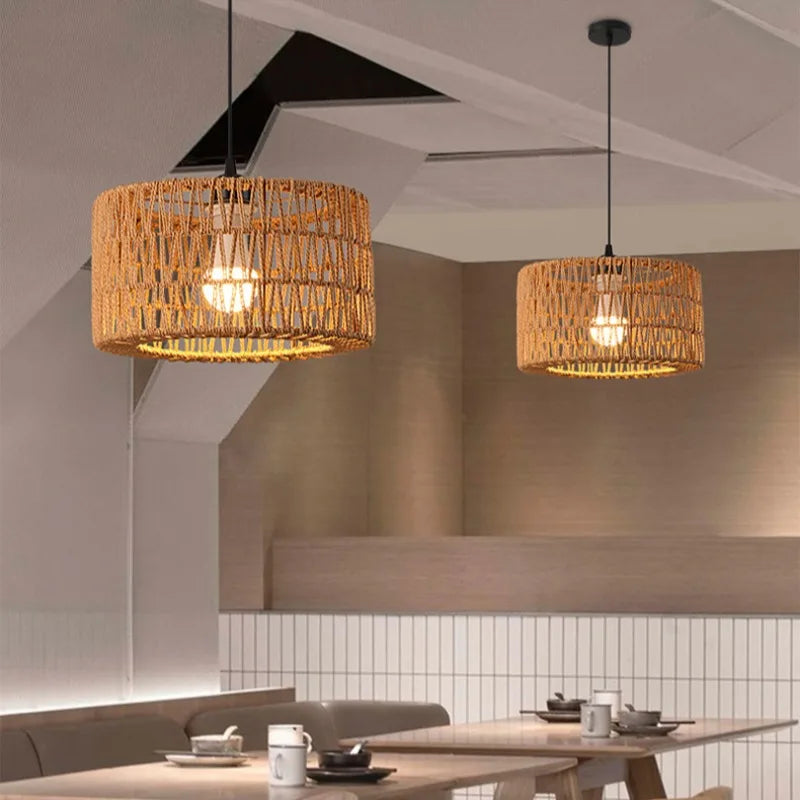 Retro Rattan Pendant Chandelier