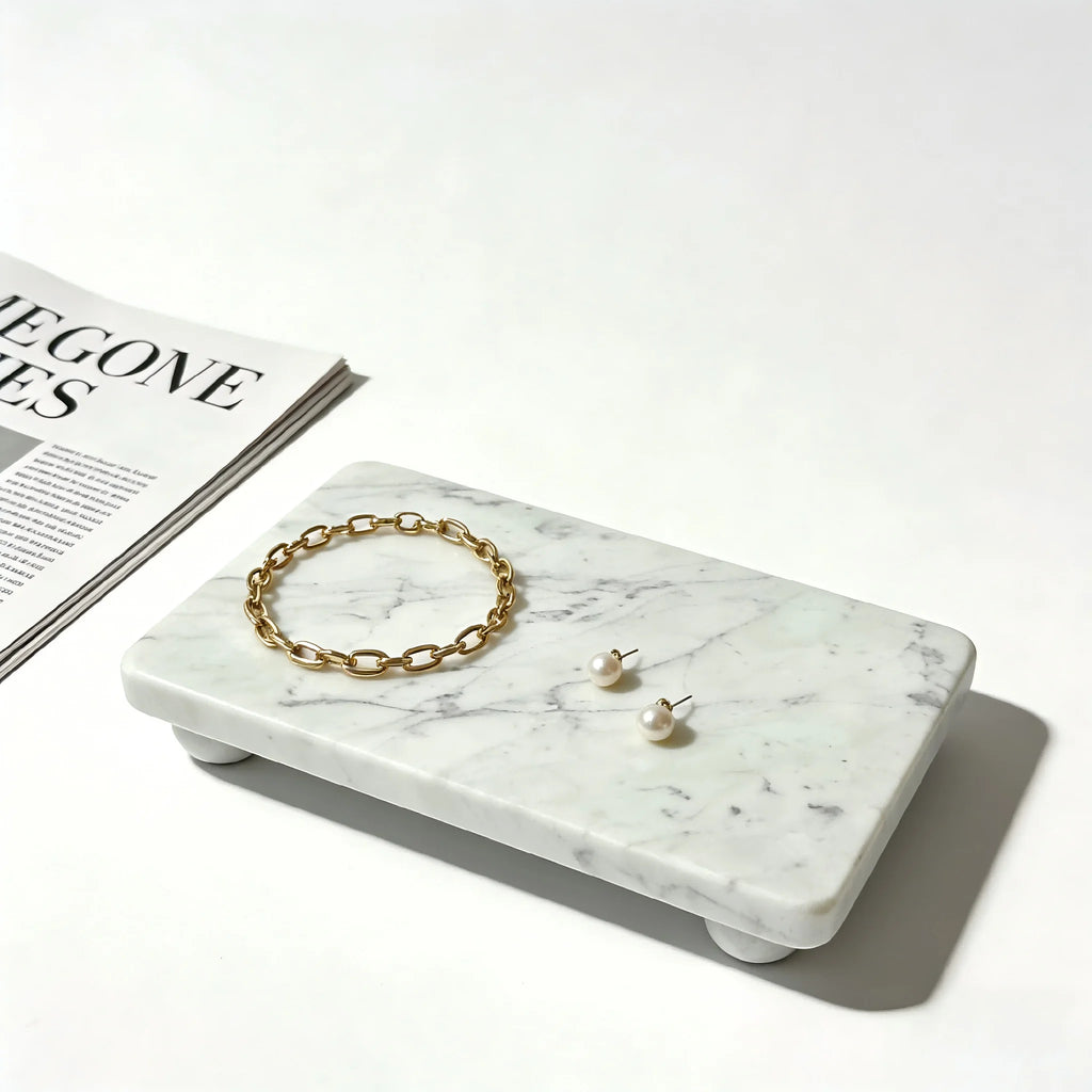 Footed Stone Catchall Tray