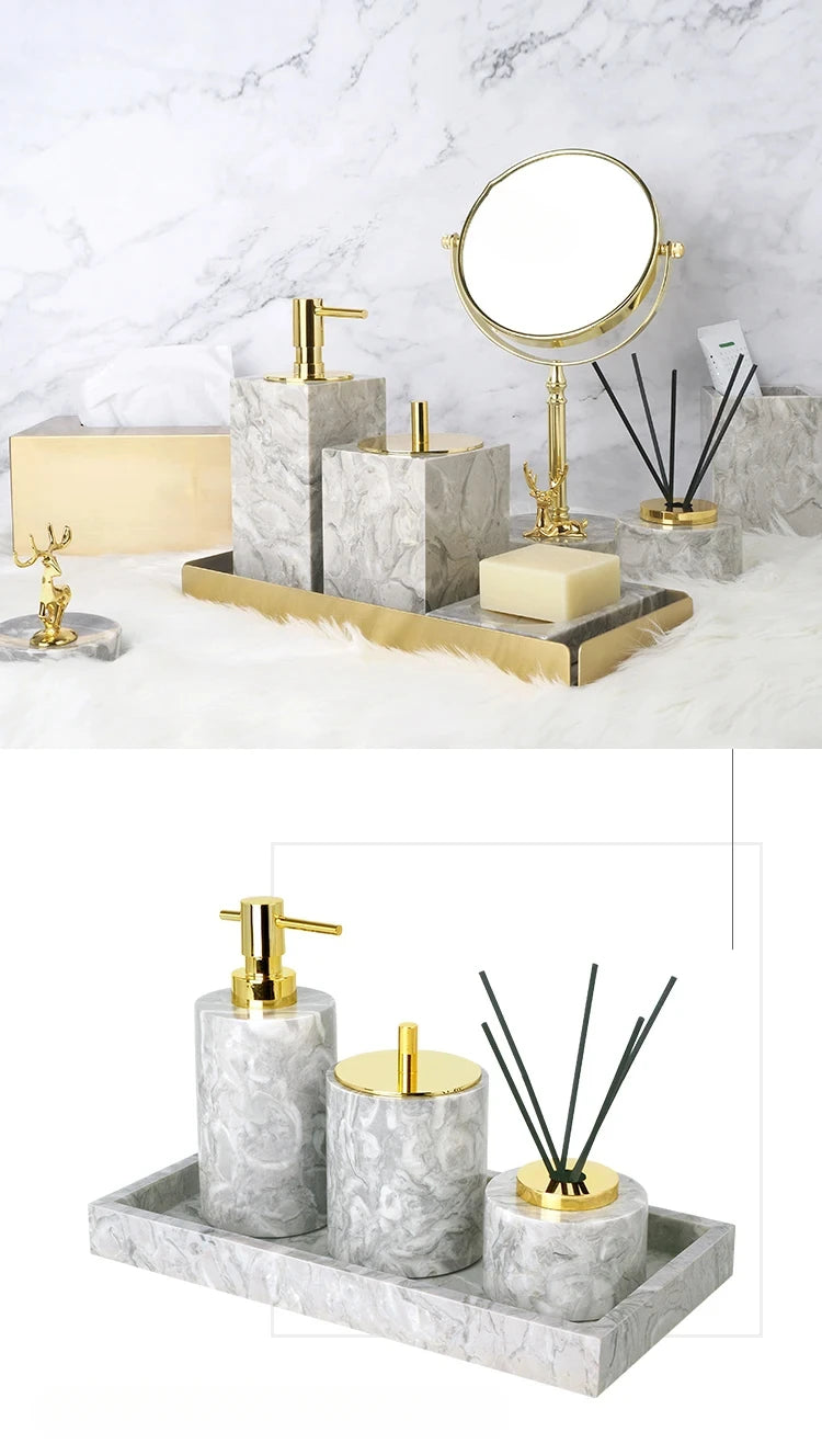 Marble Bathroom Accessory Set