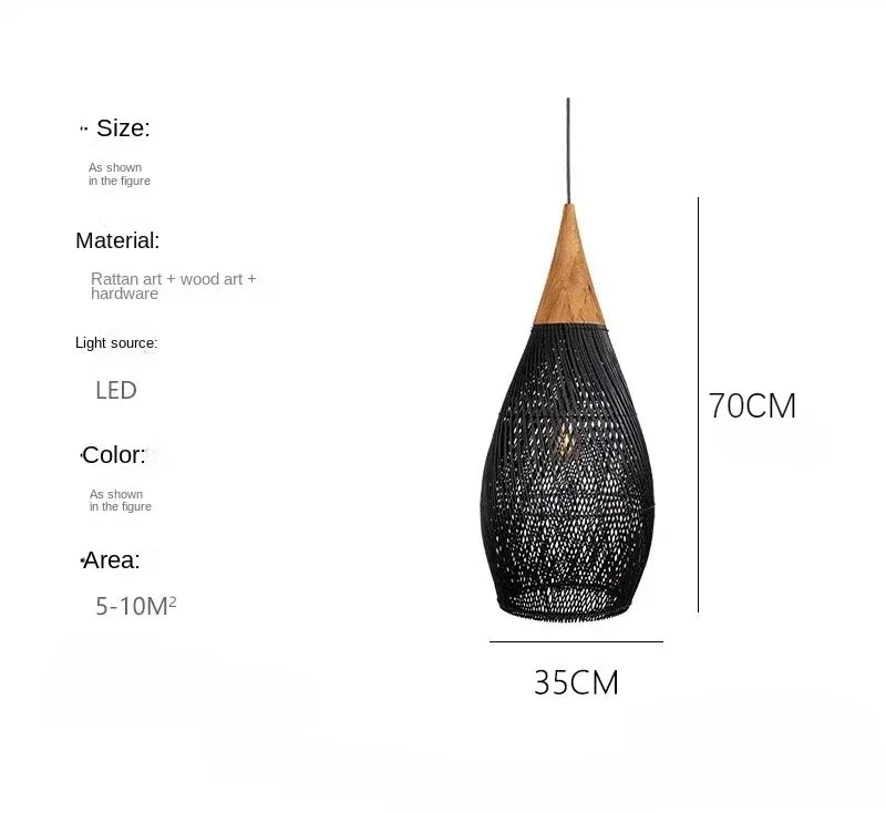 Wabi-Sabi Rattan Pendant Chandelier
