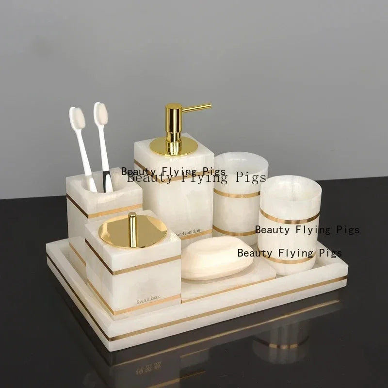 Marble & Gold Bathroom Set