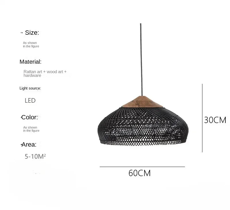 Wabi-Sabi Rattan Pendant Chandelier