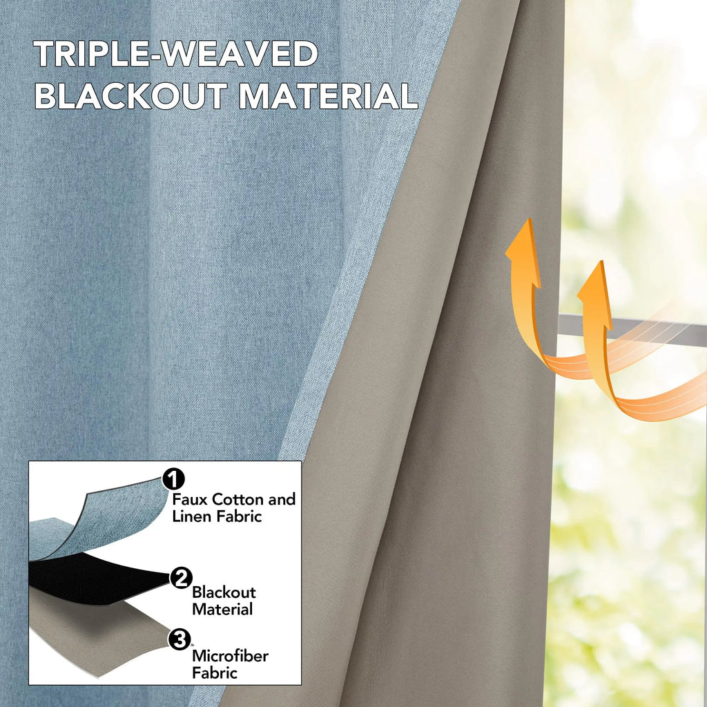 Modern Linen Blackout Curtains, 350cm