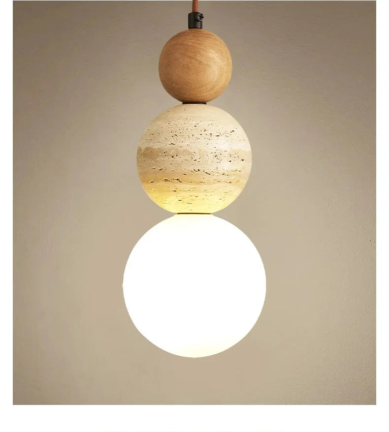 Cream-Style Stone Pendant Chandelier