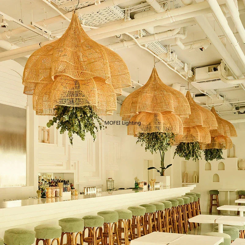 Wabi-Sabi Rattan Pendant Chandelier