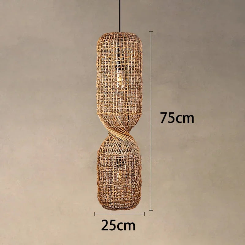 Vintage Rattan Pendant Chandelier