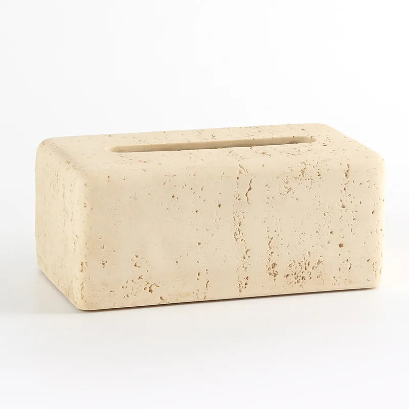 Wabi-Sabi Travertine Tissue Box