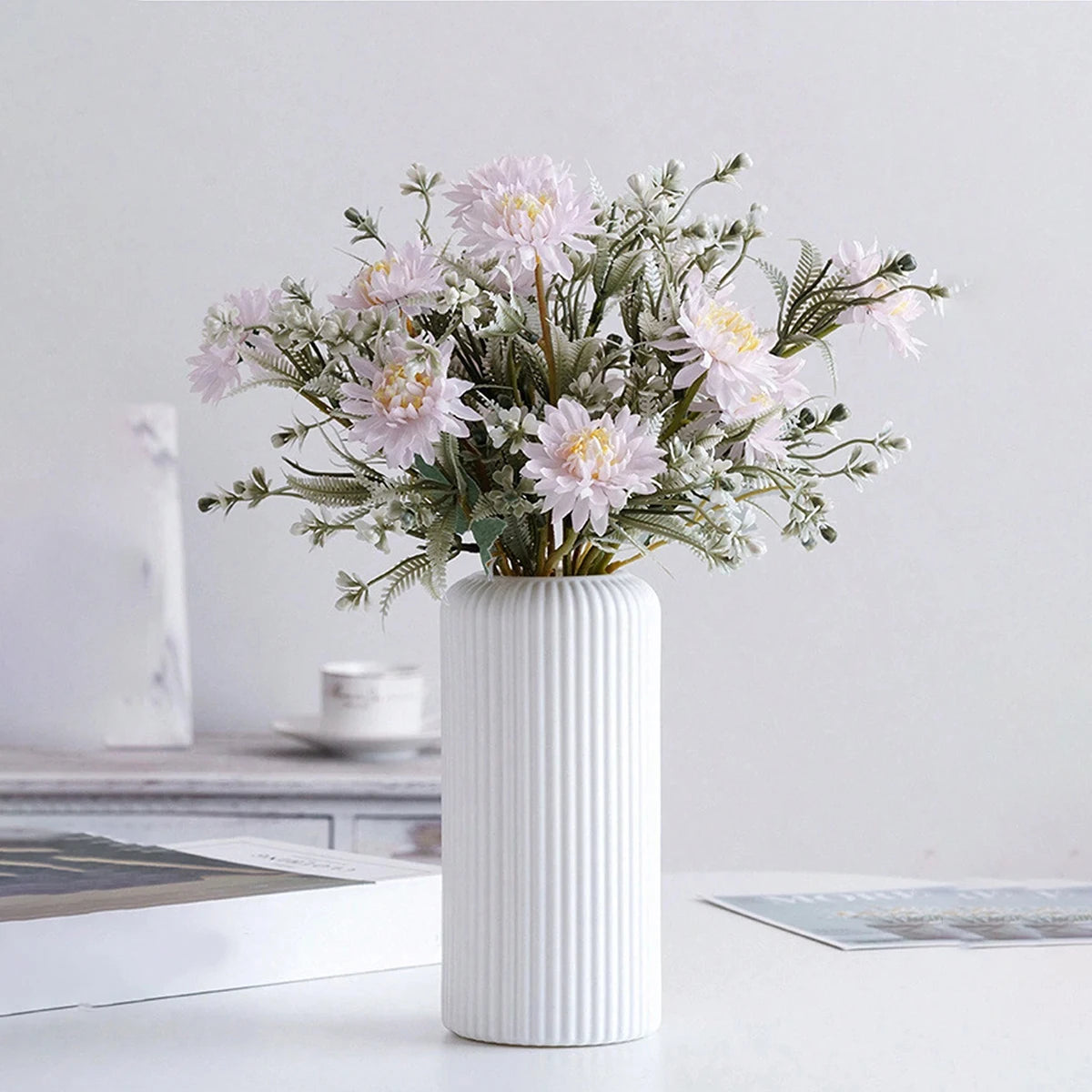 Striped Ceramic-Look Vase