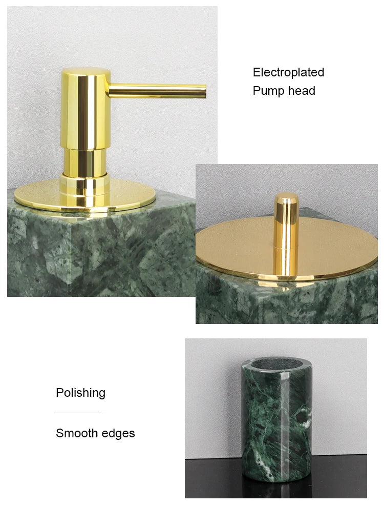 Indian Green Marble Bath Set