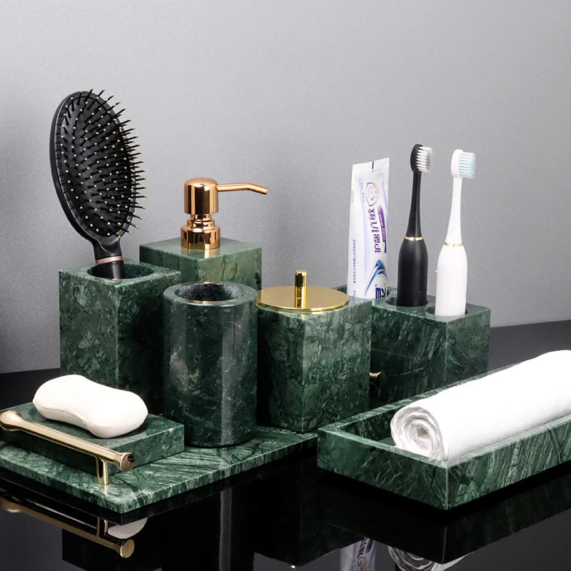 Indian Green Marble Bath Set