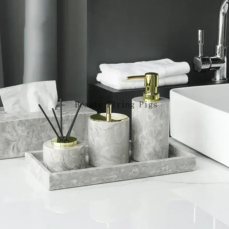 Marble Bathroom Accessory Set