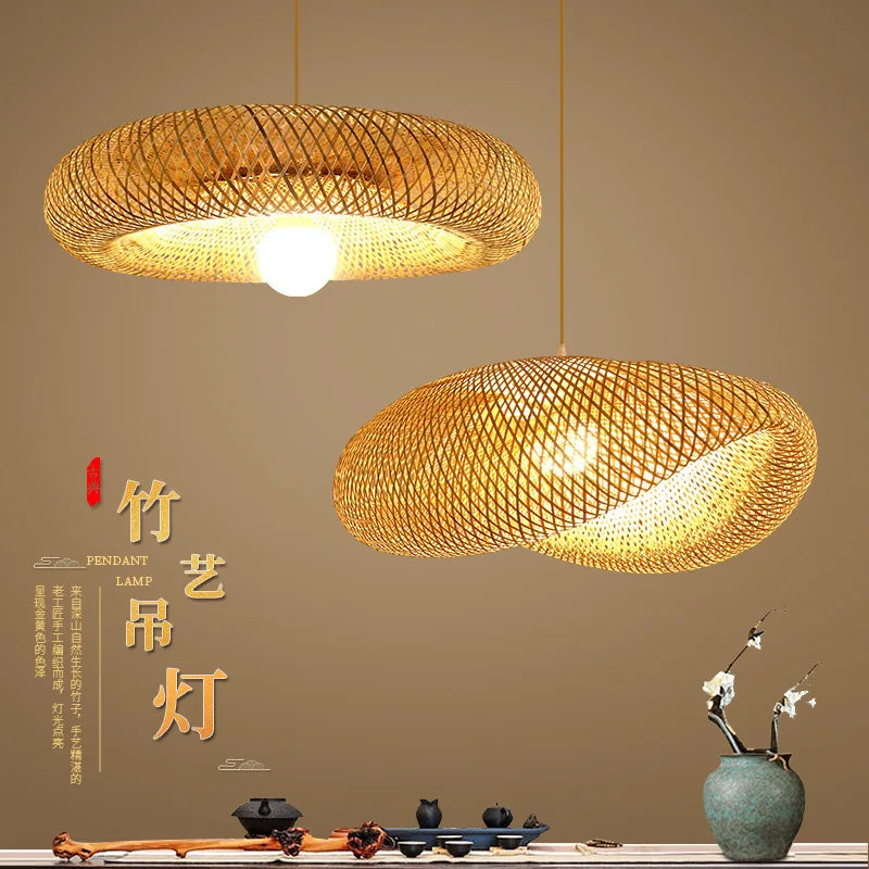 Vintage Rattan Pendant Chandelier