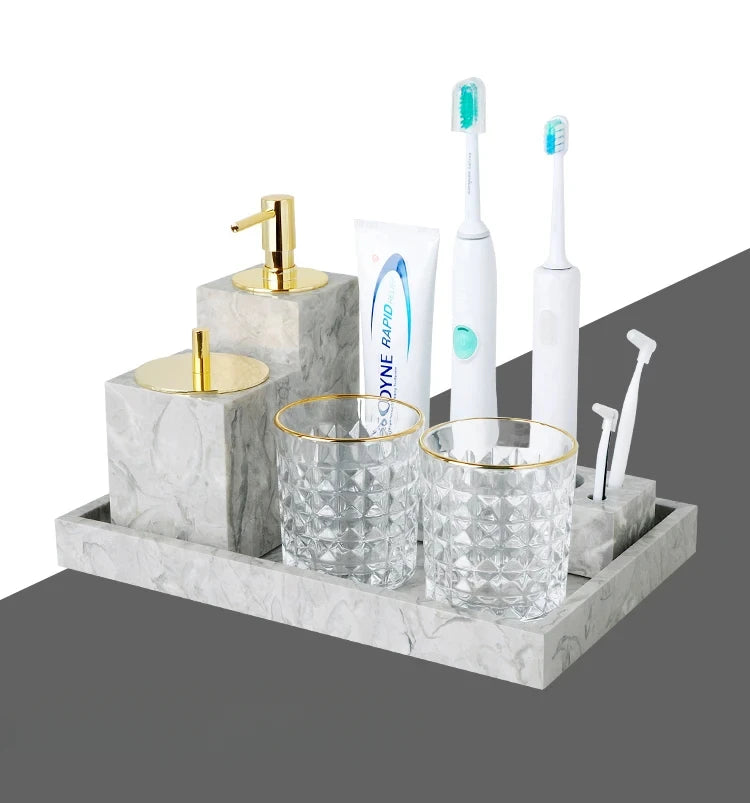 Marble Bathroom Accessory Set