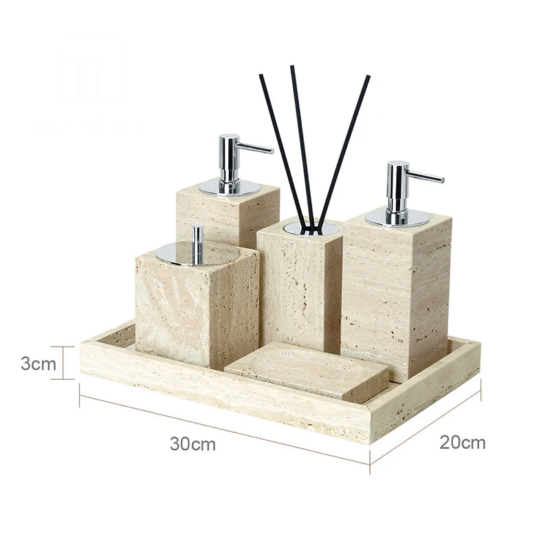 Beige Travertine Accessory Set
