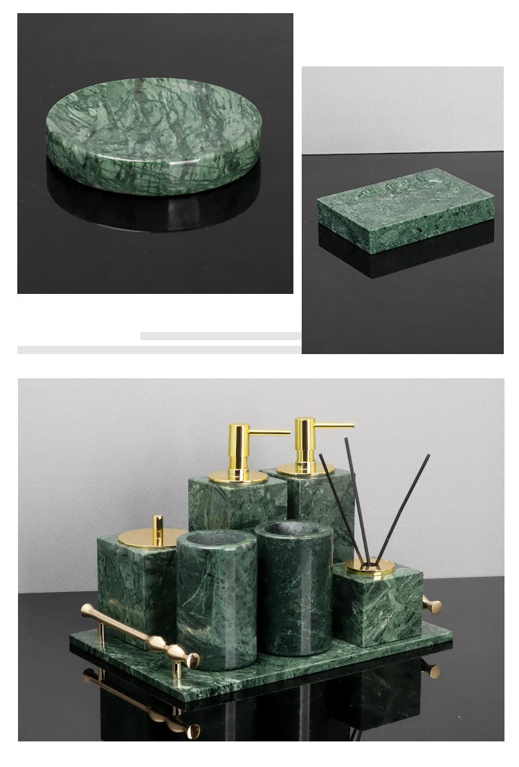 Indian Green Marble Bath Set