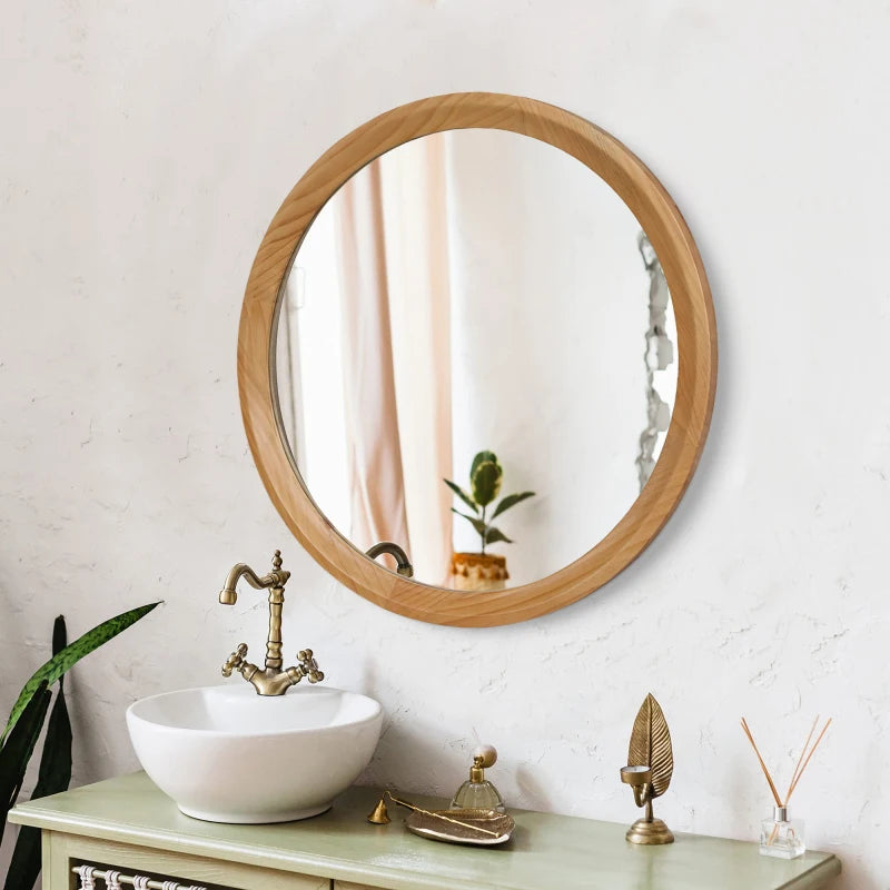 Minimalist Round Natural Magnifying Vanity Mirror