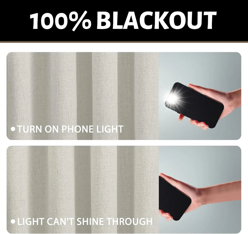 Modern Linen Blackout Curtains, 350cm