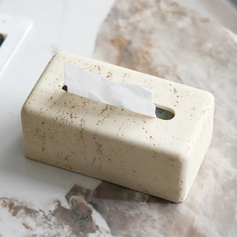 Wabi-Sabi Travertine Tissue Box