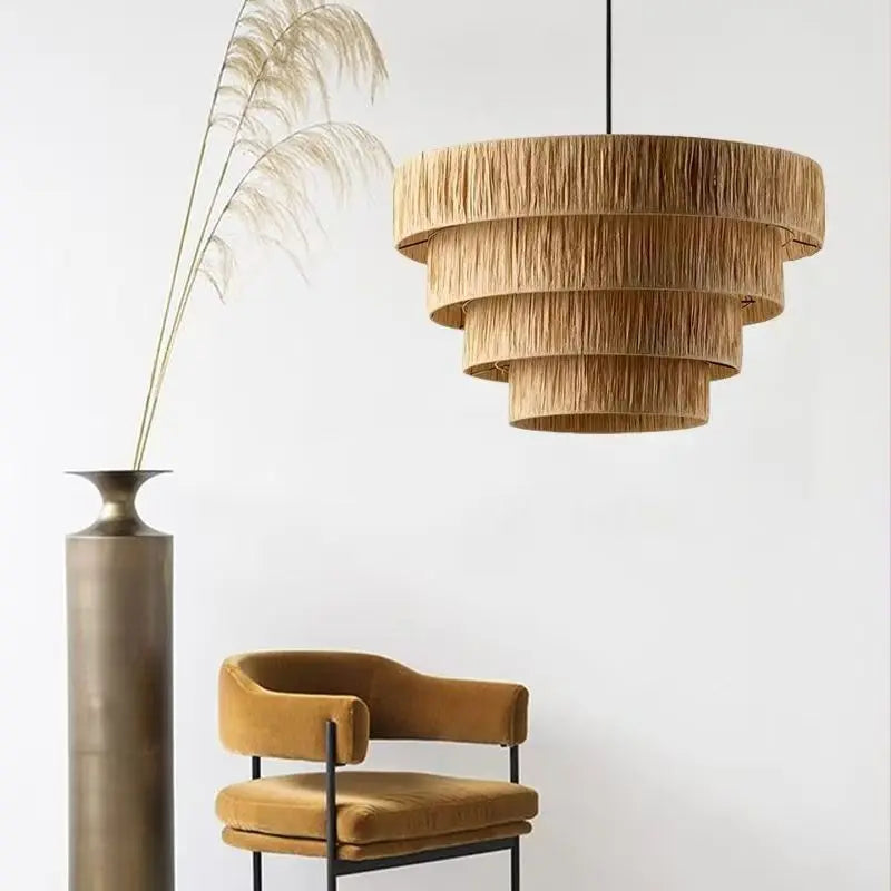 Wabi-Sabi Rattan Pendant Chandelier