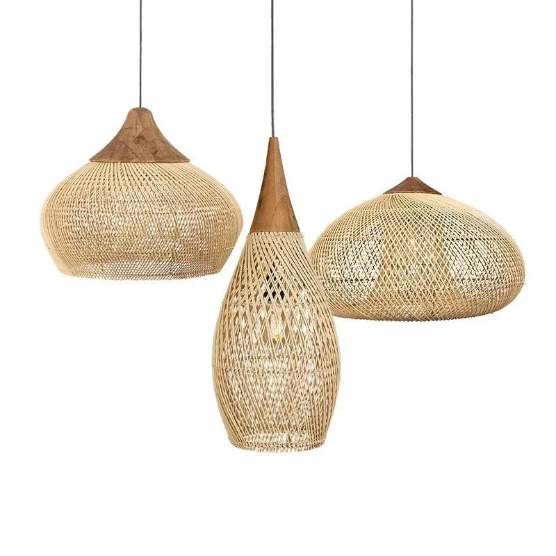 Wabi-Sabi Rattan Pendant Chandelier