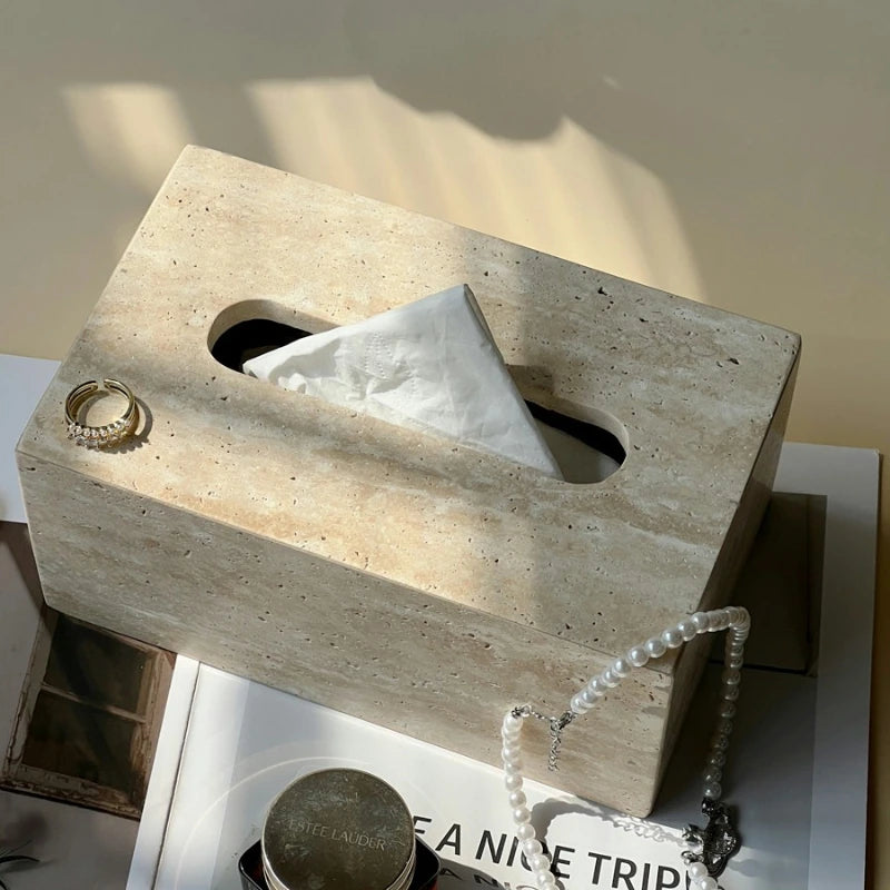 Natural Travertine Tissue Box