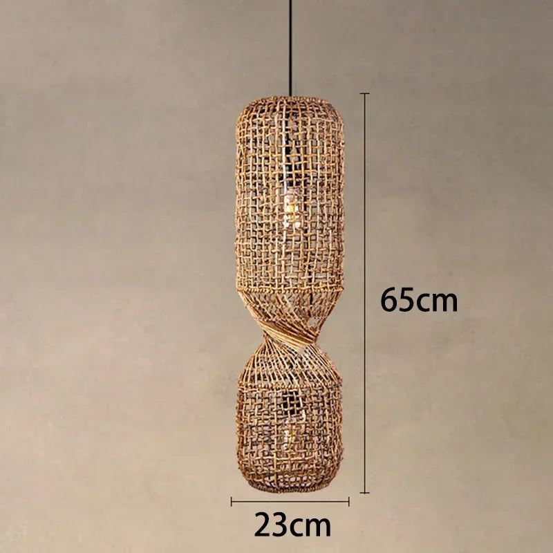 Vintage Rattan Pendant Chandelier