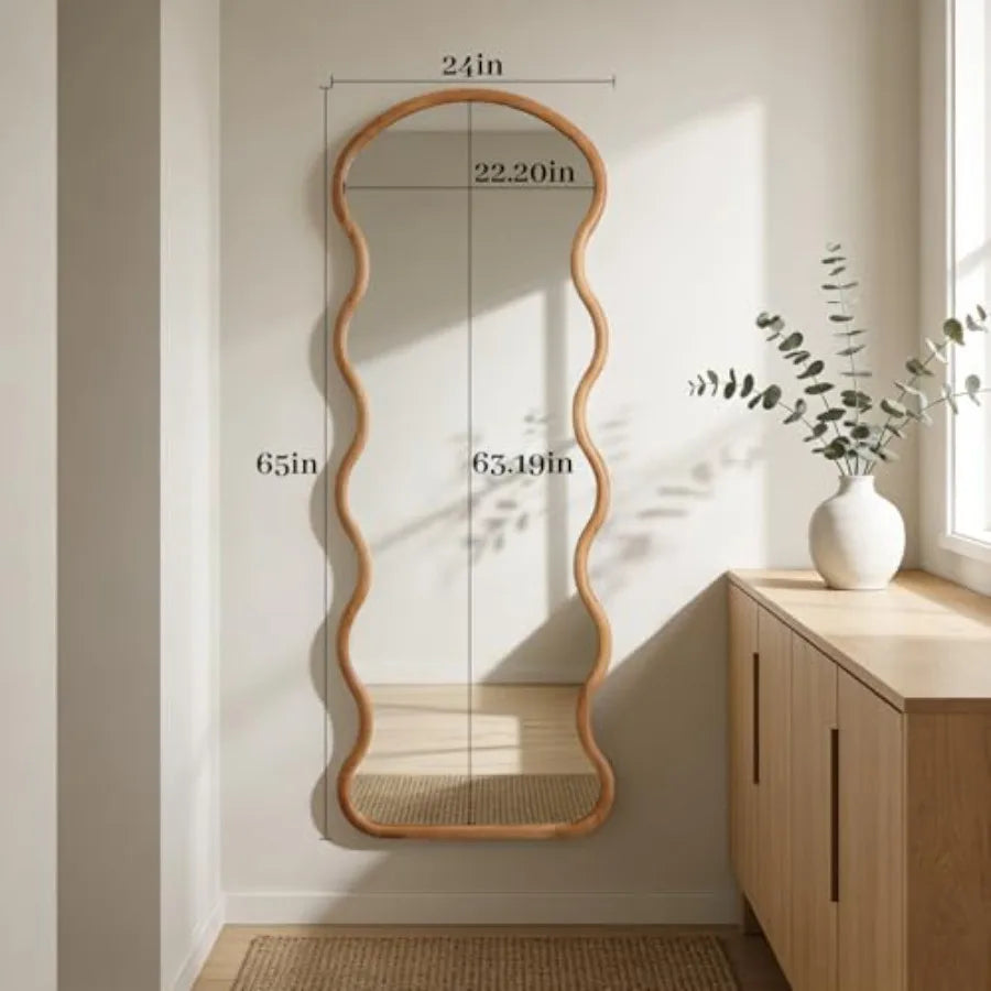 Boho Arched Natural Full-Length Wall Mirror