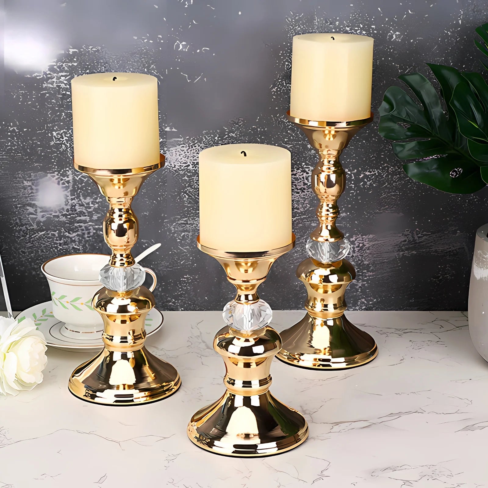 Crystal Pillar Candle Holder