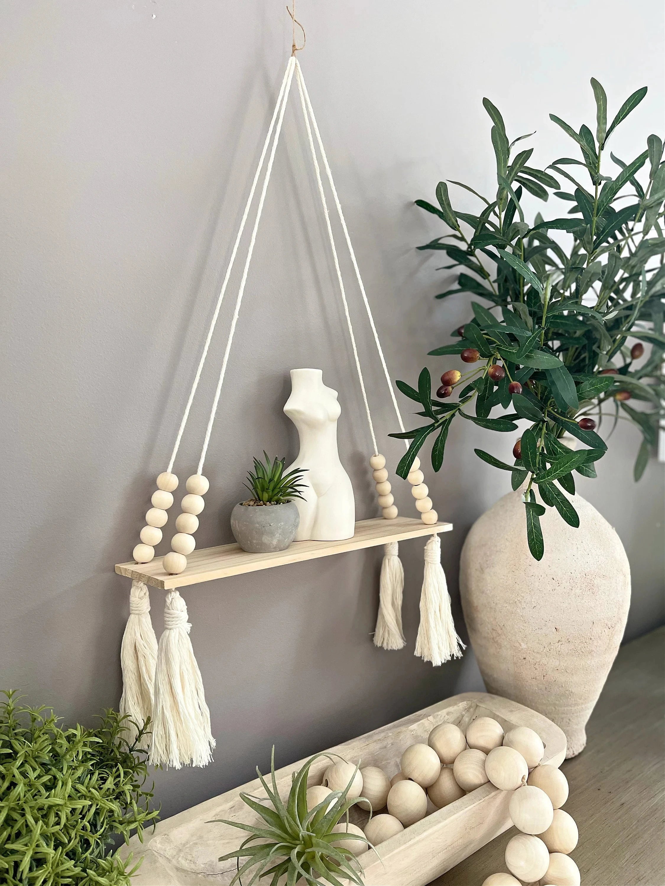 Macramé Hanging Wall Shelf