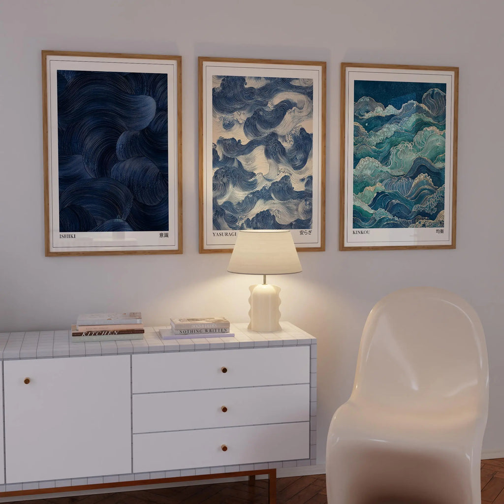 Set of 3 Japandi Rectangular Canvas Wall Art