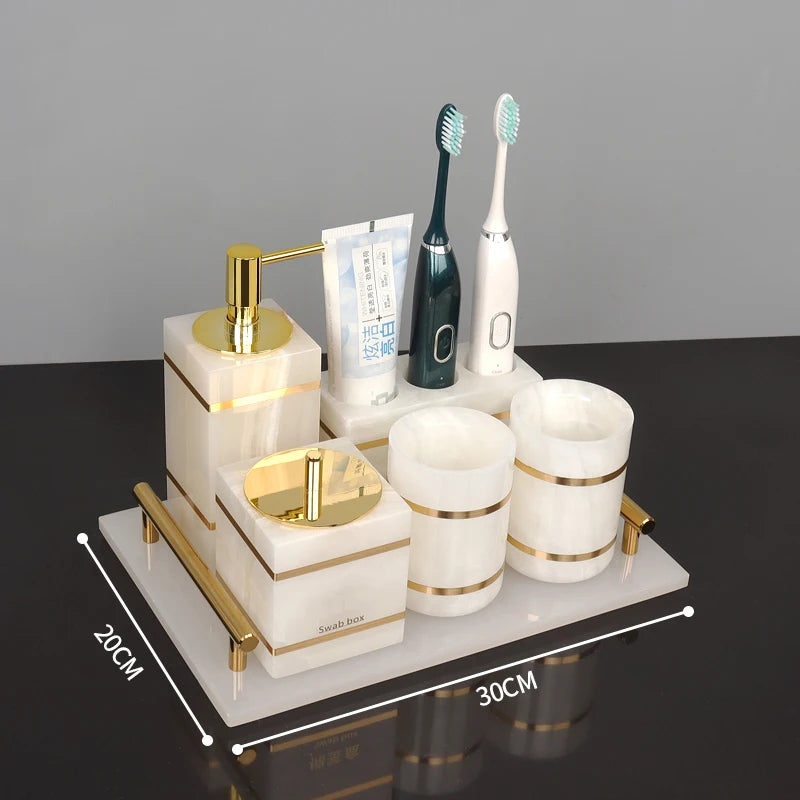 White Onyx Bathroom Set