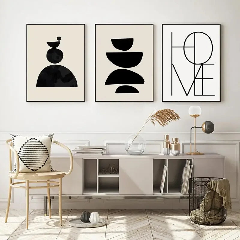 Boho Geometric Beige Canvas Wall Art